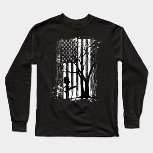 American Carpenter US Flag Patriotic Lumberjack Long Sleeve T-Shirt